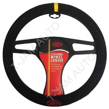 SAAS Steering Wheel Cover -Soft Feel Black Suede with Yellow Indicator