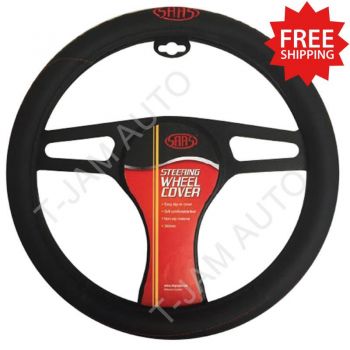 SAAS Steering Wheel Cover 380mm - Black Poly with SAAS logo